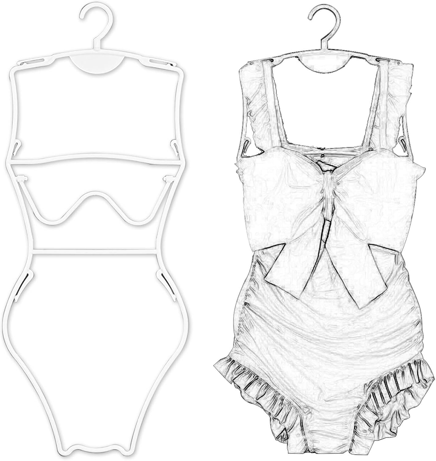 20 Packs Rotating Hook Swimsuit Hangers Body Shape Skirt Hangers for Boutique Shop Windows Bikini White Plastic Hanger for Pajamas Underwear Dresses Robes Female