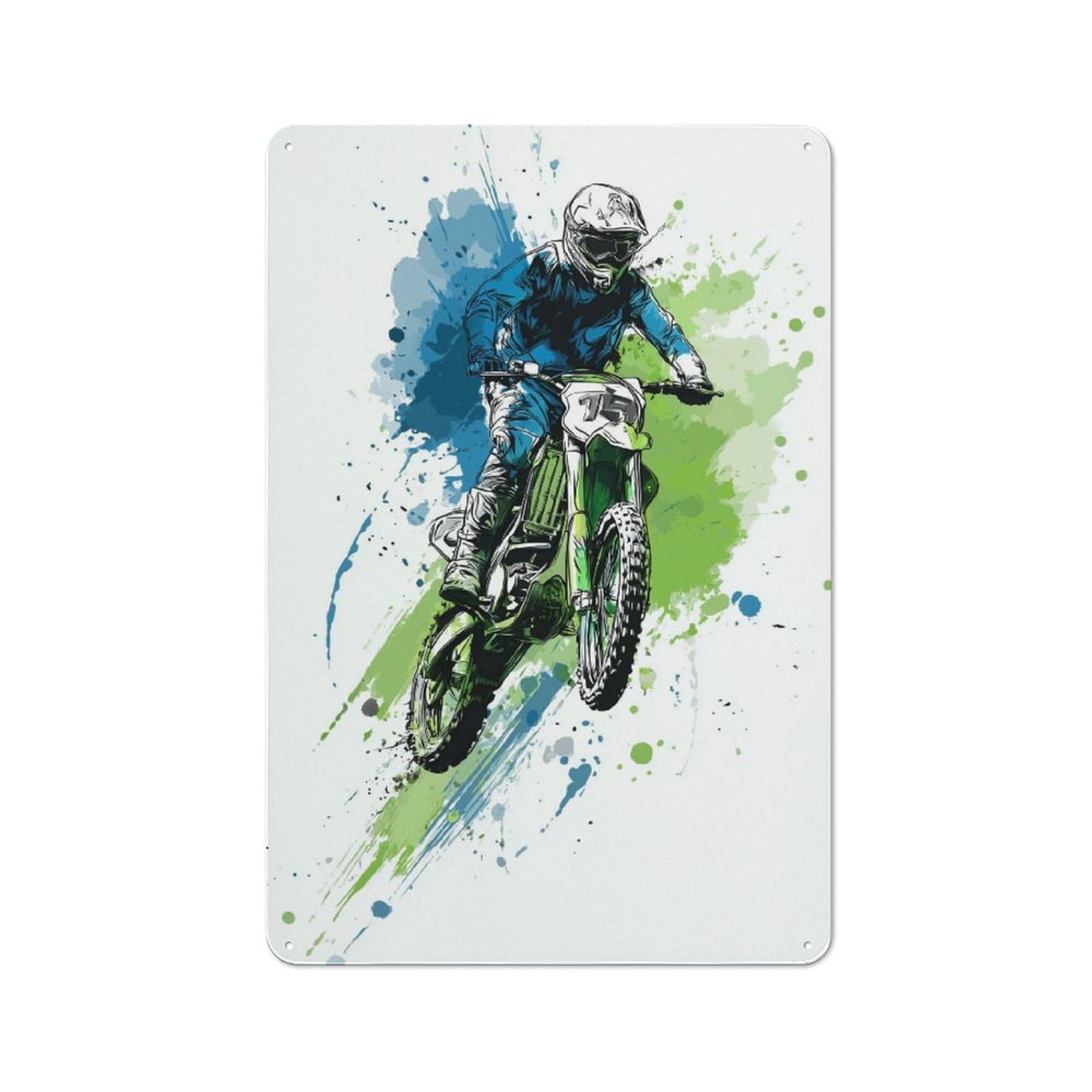 Junmoney Racing Spirit Dirt Bike Art Printed Metal Sign 30X20cm For Pub Or Café, With Clear Industrial Wall Decor Character