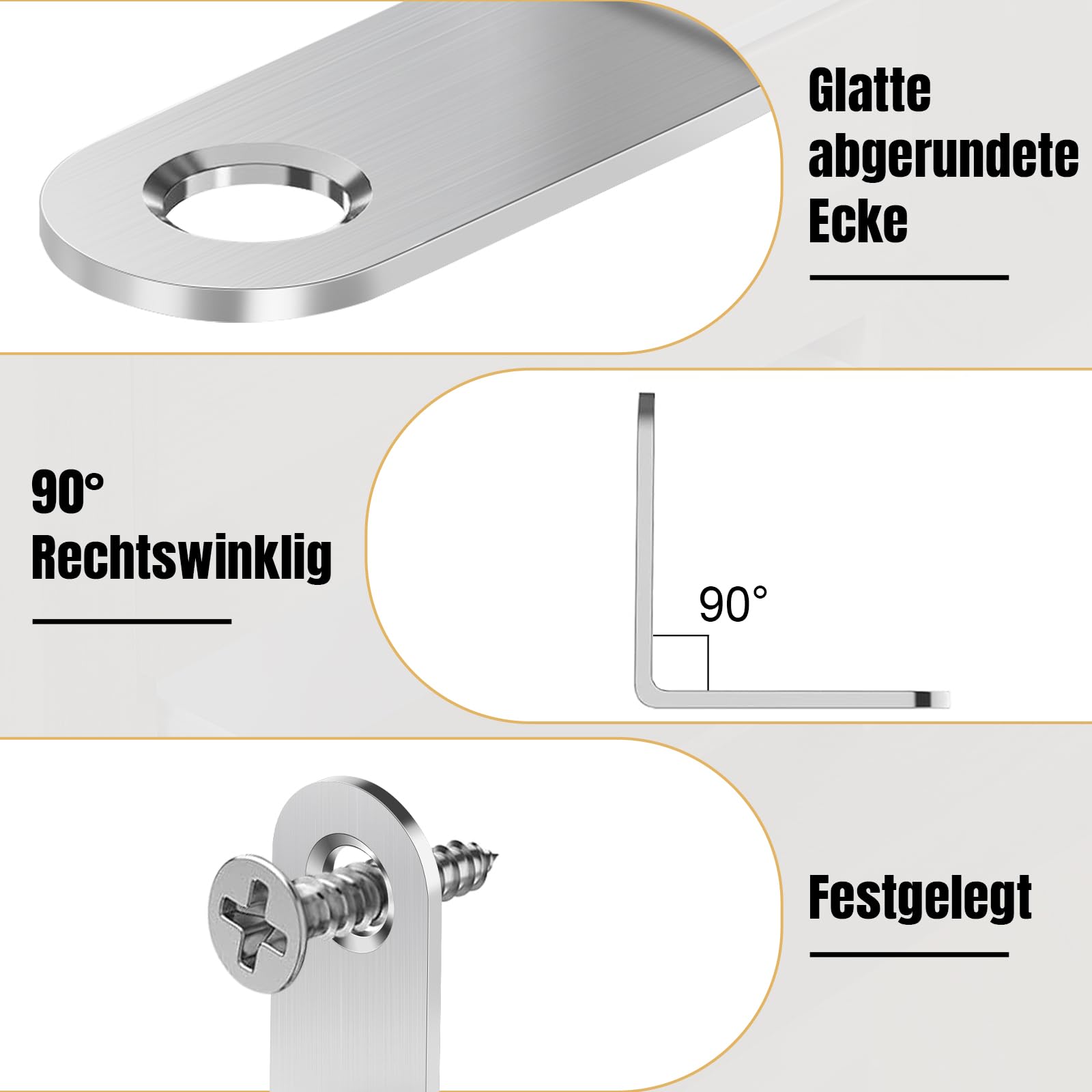 50 connettori angolari in acciaio inox, 30 x 30 mm, angolo in metallo a 90 gradi, in acciaio inox per costruzione di mobili e scaffali, connettori per legno fai da te