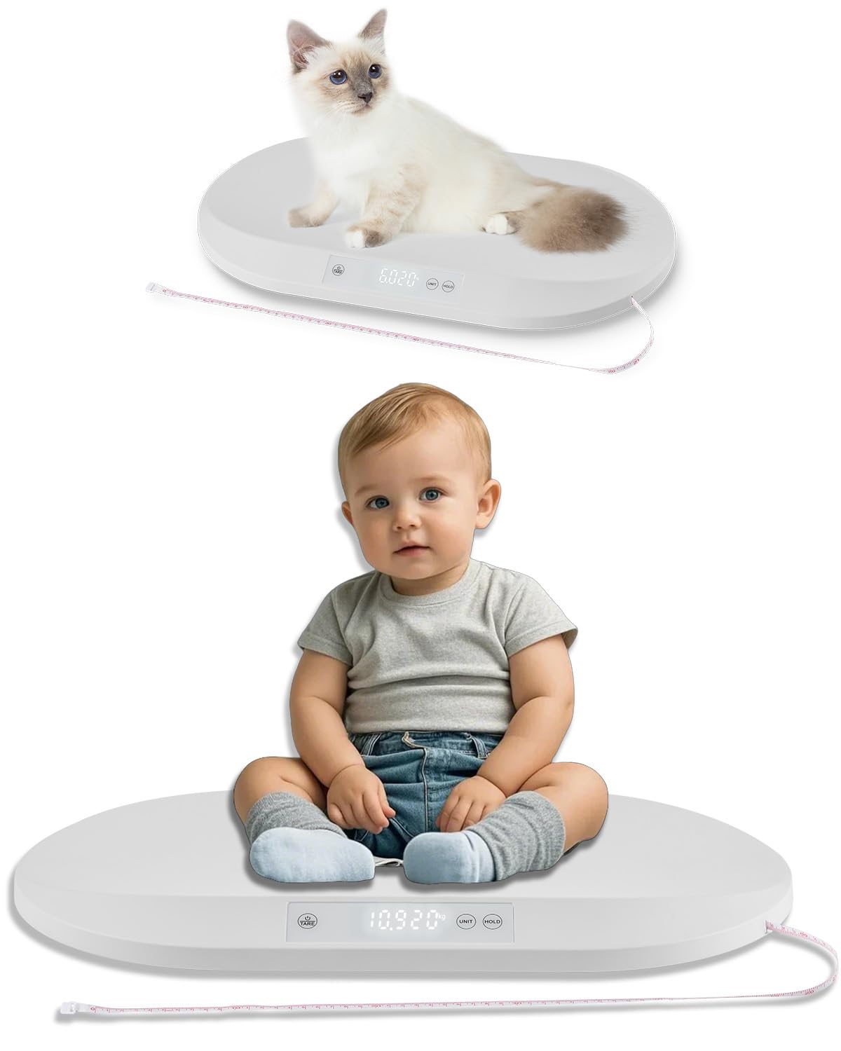 Pèse-bébé électronique LED 40 kg, balance numérique nourrisson animal de compagnie