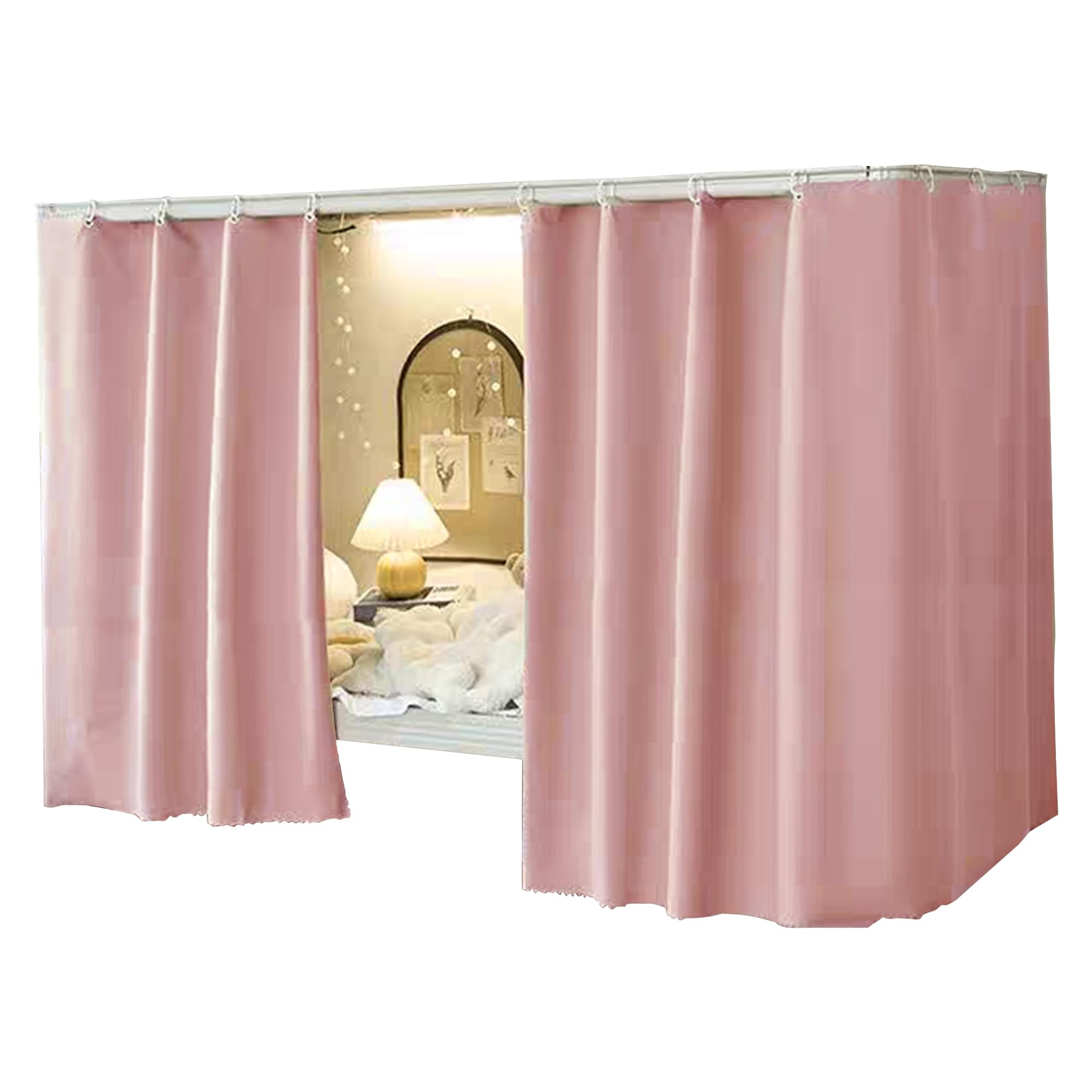 Aisi Bunk Bed Curtains Dorm Room Privacy Canopy Blackout Bunk Bed Drapes for Bottom Bunk Bed, Pink-2panels, 120 x 200 cm