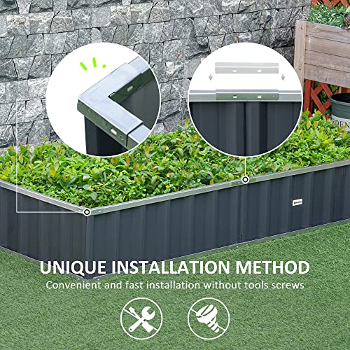 Macetero elevado de metal grande gris oscuro para verduras hierbas y flores 6