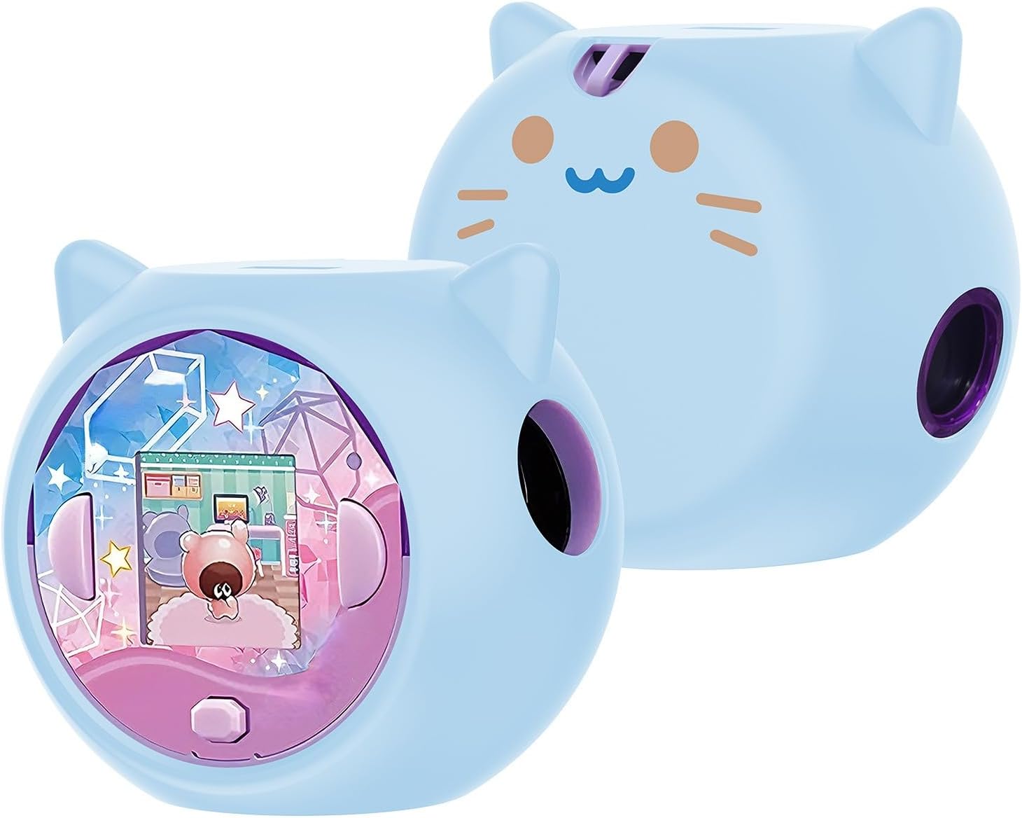 Silicone Protective Case Compatible with Takara Tomy Punirunes 4th Gen, Soft Shockproof Cover with Cat Ears Design for Kids' Interactive Toy (Blue)