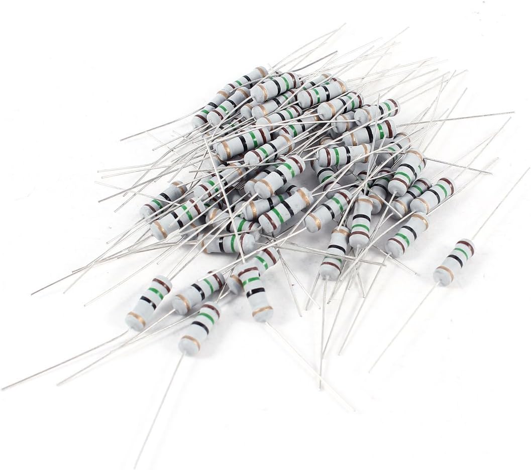 Aexit 60PCS (Resistor) 15 Ohm 5% Tolerance 1W axia-l Leads Colored Ring Carbon Film (85ry213qf134) Resistors 11x4mm