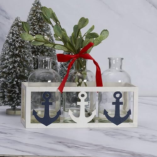 Miniatura 10 de Elements 12.6x4.53x3.94 pulgadas 3 luz vidrio y MDF Tealight lineal