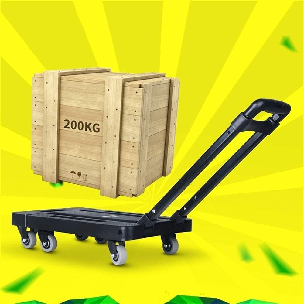 Carro de Almacenamiento Multifuncional, Carrito de Equipaje Plegable Portátil de Metal Pp para Accesorios de Viaje en Automóvil, Equipaje de Envío, Remolque, Asa Ajustable, Chasis, Camiones de