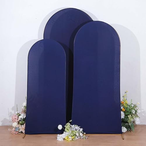 Vista 17 de Efavormart - Juego de 3 fundas de arco de boda de elastano natural mixto para soportes de telón de fondo de Chiara con parte superior redonda, 5