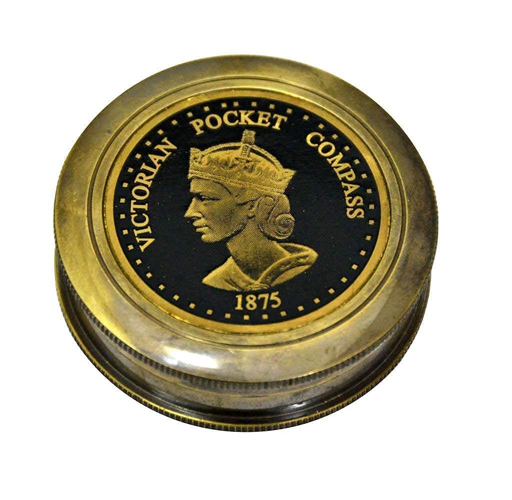 Handmade Brass Nautical Queen Victorian Pocket Compass - Vintage Style Tabletop Decorative Collectible Gift for Outdoor, Hiking, Camping, Maritime-image-18
