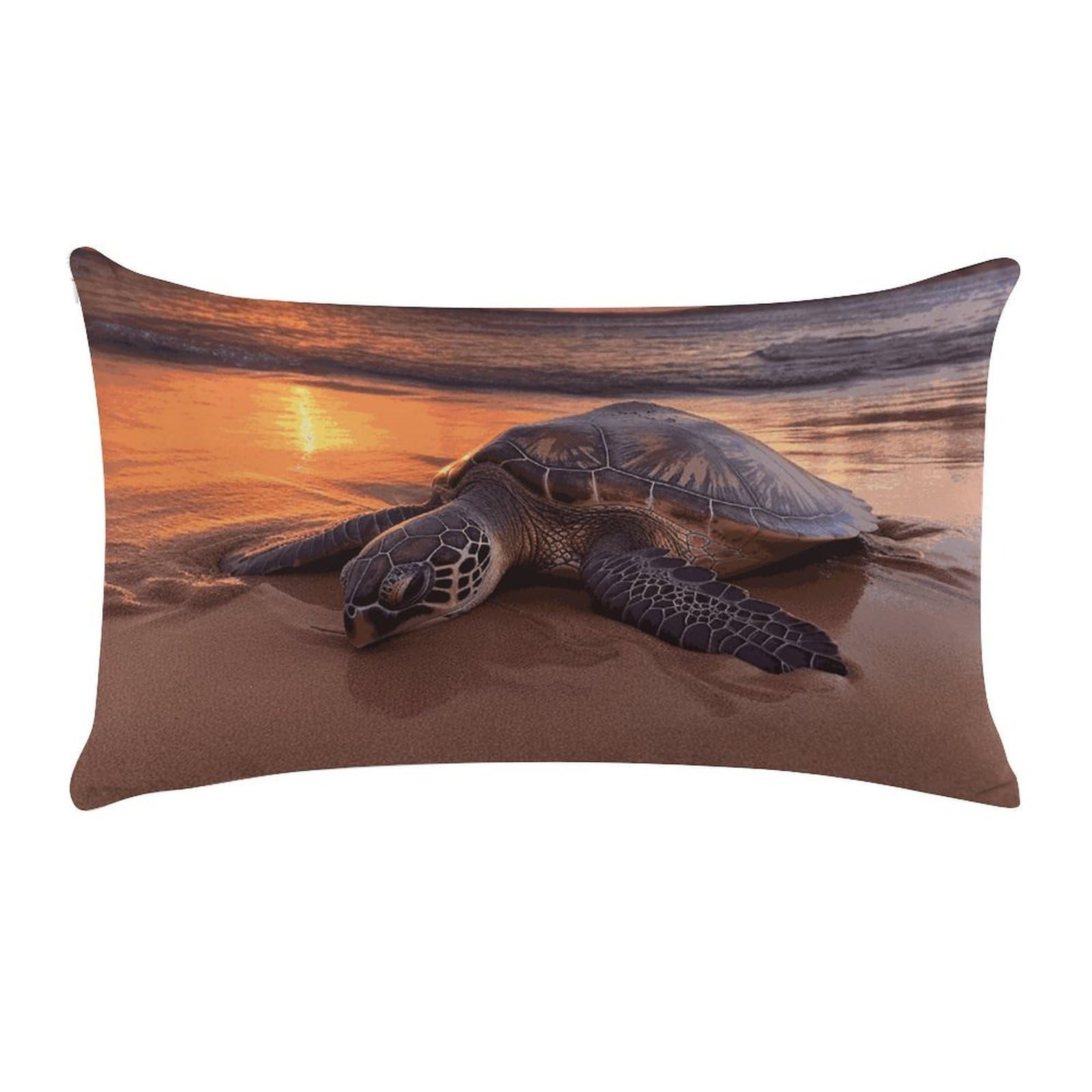 Sea Turtle Sunset Pillow Cases for Sofa, Super Soft Plush Pillow Cover with Zipper, Luxury Cozy Pillow Shams for All Seasons, Lightweight Pillowcases for Bedroom, 12" X 20"