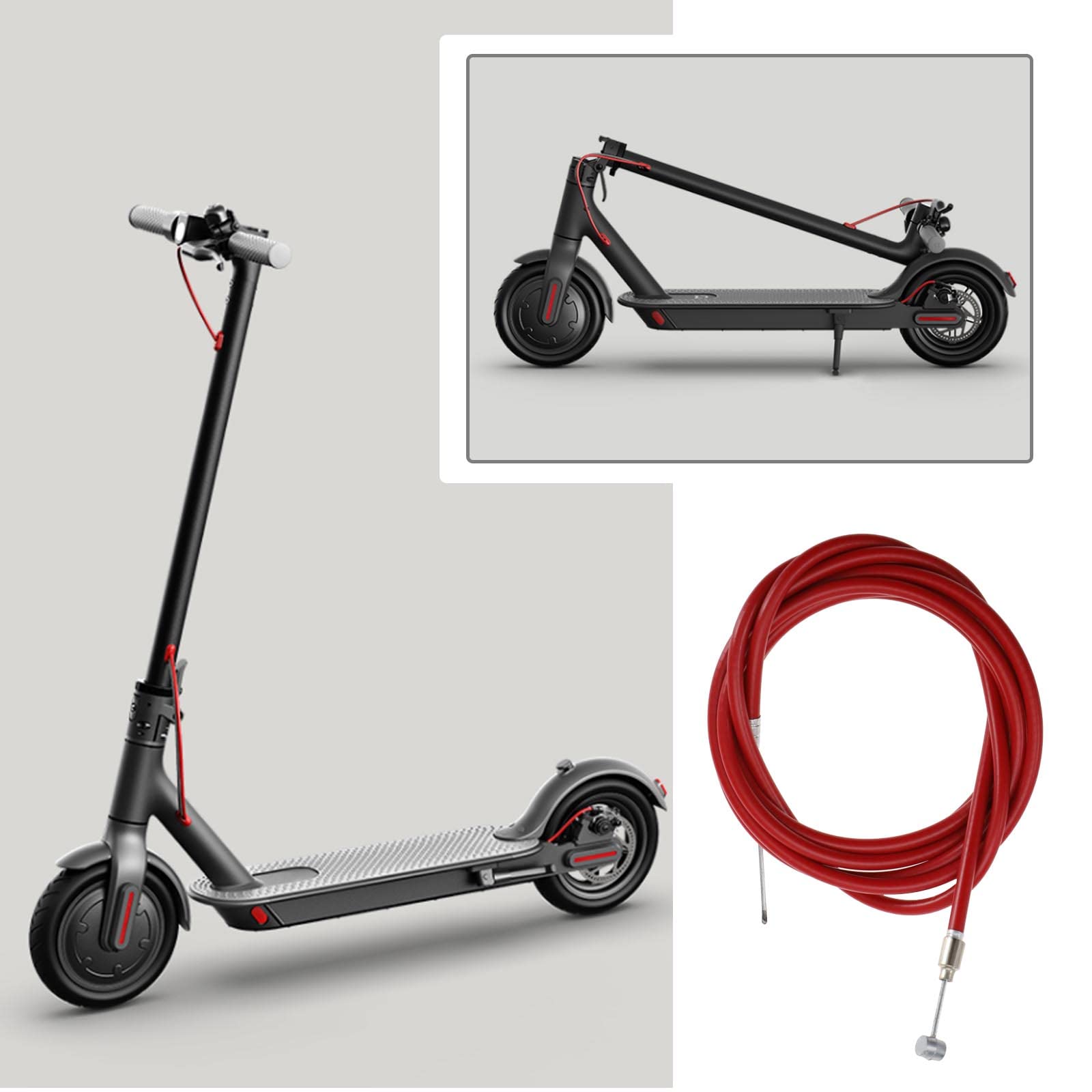 Edelstahl-Bremskabel Für M365/Pro/PRO2 E-Scooter – 200 Cm, Rot Ummantelt, Verschleißfest