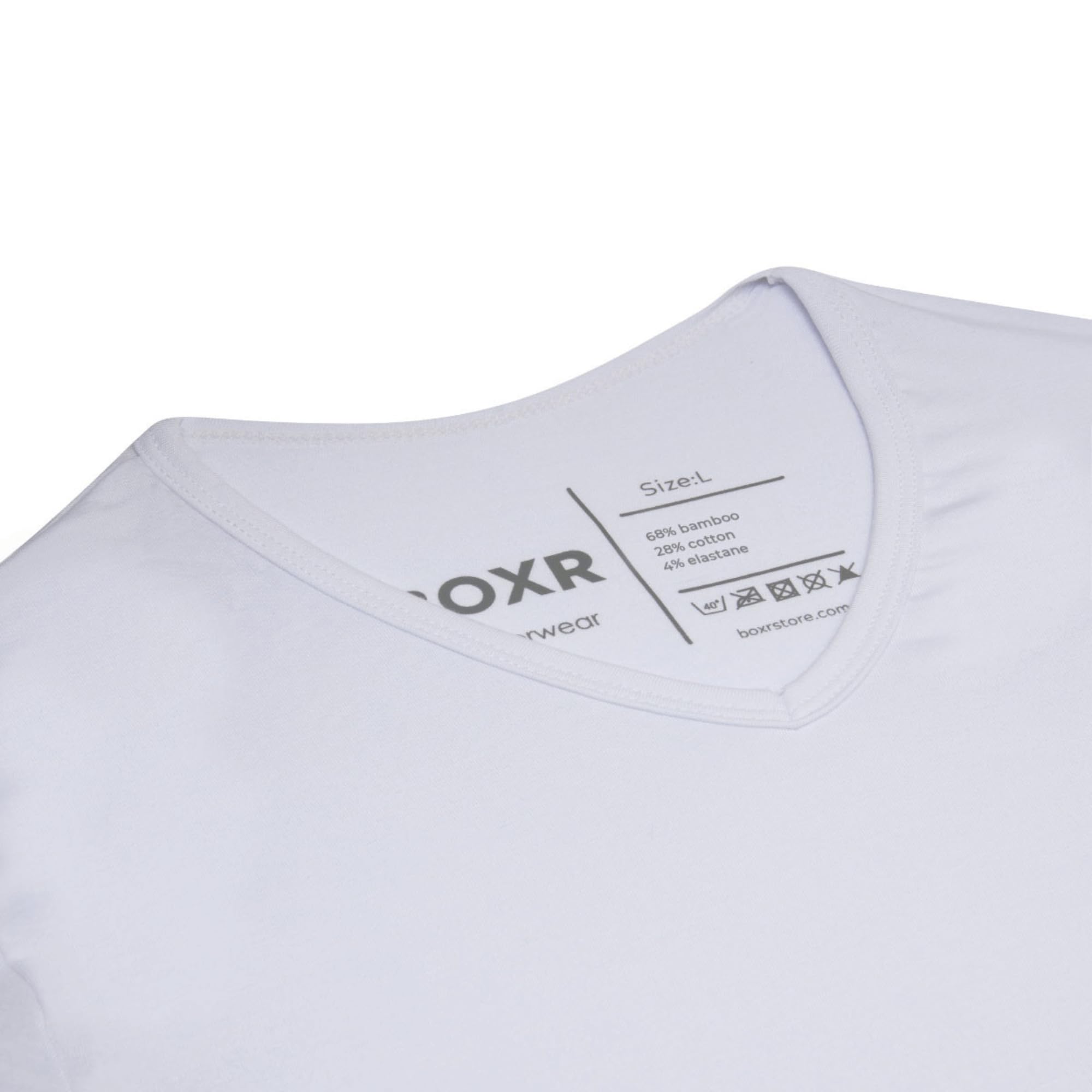 BOXR Underwear - Koszulka bambusowa z dekoltem w serek - Zestaw 4 sztuk - Biały i Czarny - S-3XL - Wygodny - Oddychający - Lekki - Krótki rękaw - Wysokiej jakości bielizna