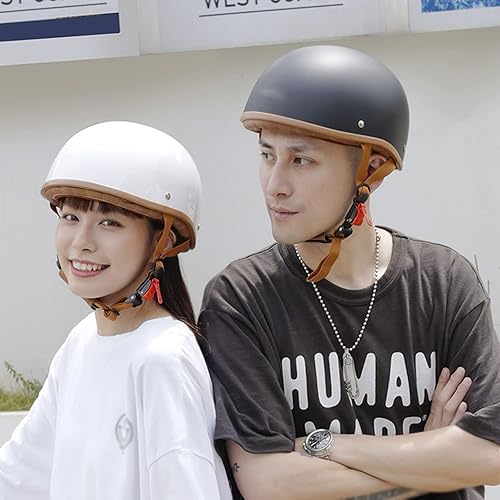 Miniatura 2 de Ever TA Medio casco unisex de motocicleta para adultos, aprobado por el DOT, estilo alemán, con hebilla de liberación rápida, gorra de béisbol