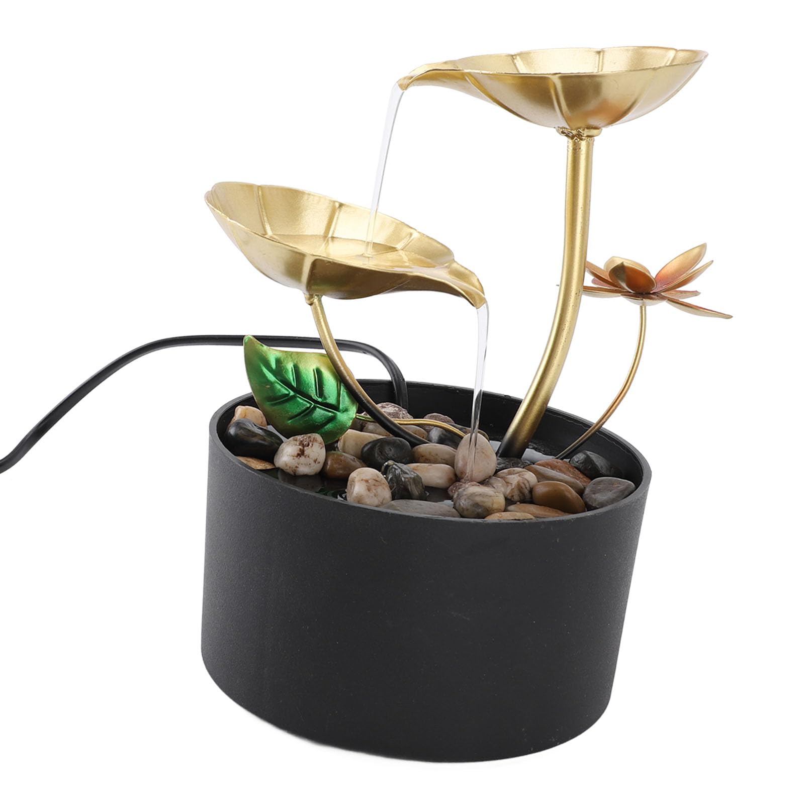 Tnfeeon Fuente de Agua de Mesa, Cascada Interior de 3 Niveles con Luces LED, Fuente de Agua de Relajación para Escritorio de Oficina en Casa