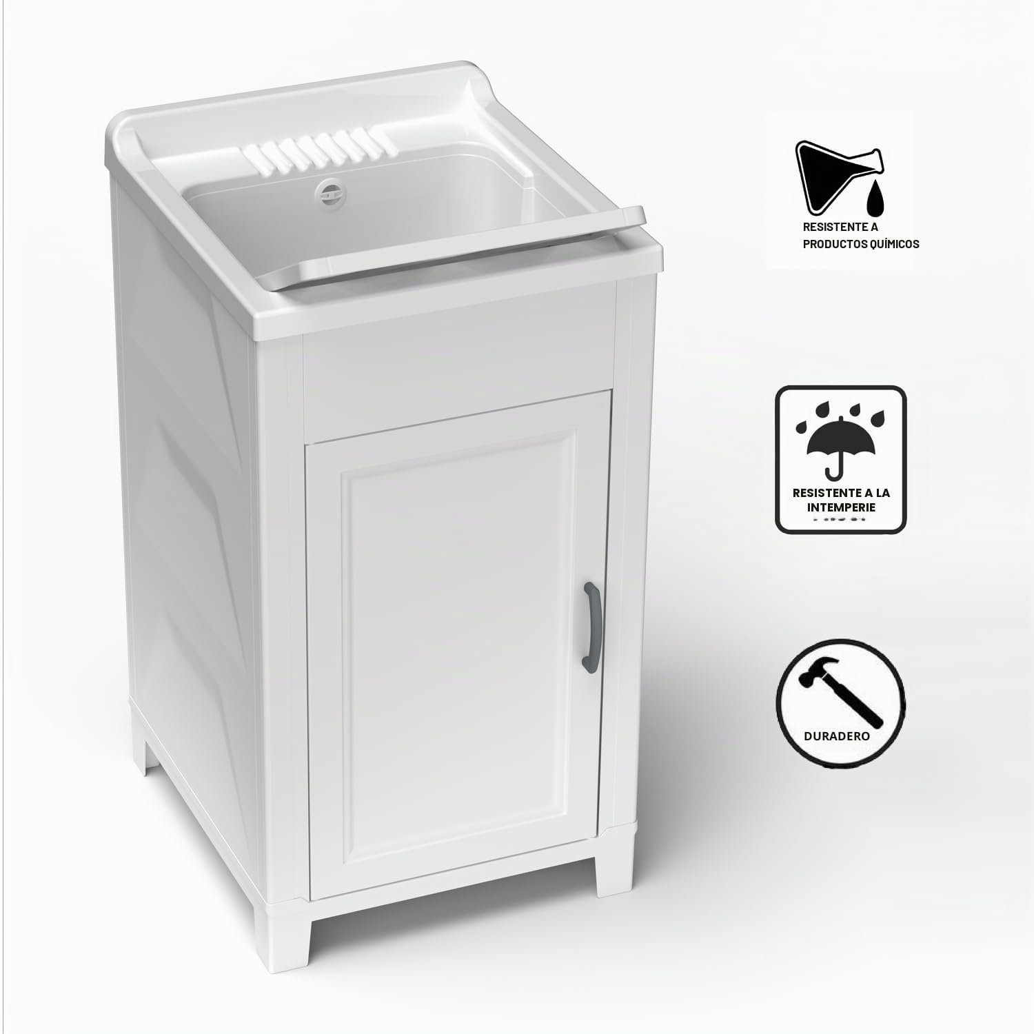 Mueble de 45 x 50 cm, kit de lavabo de resina y PVC, color blanco