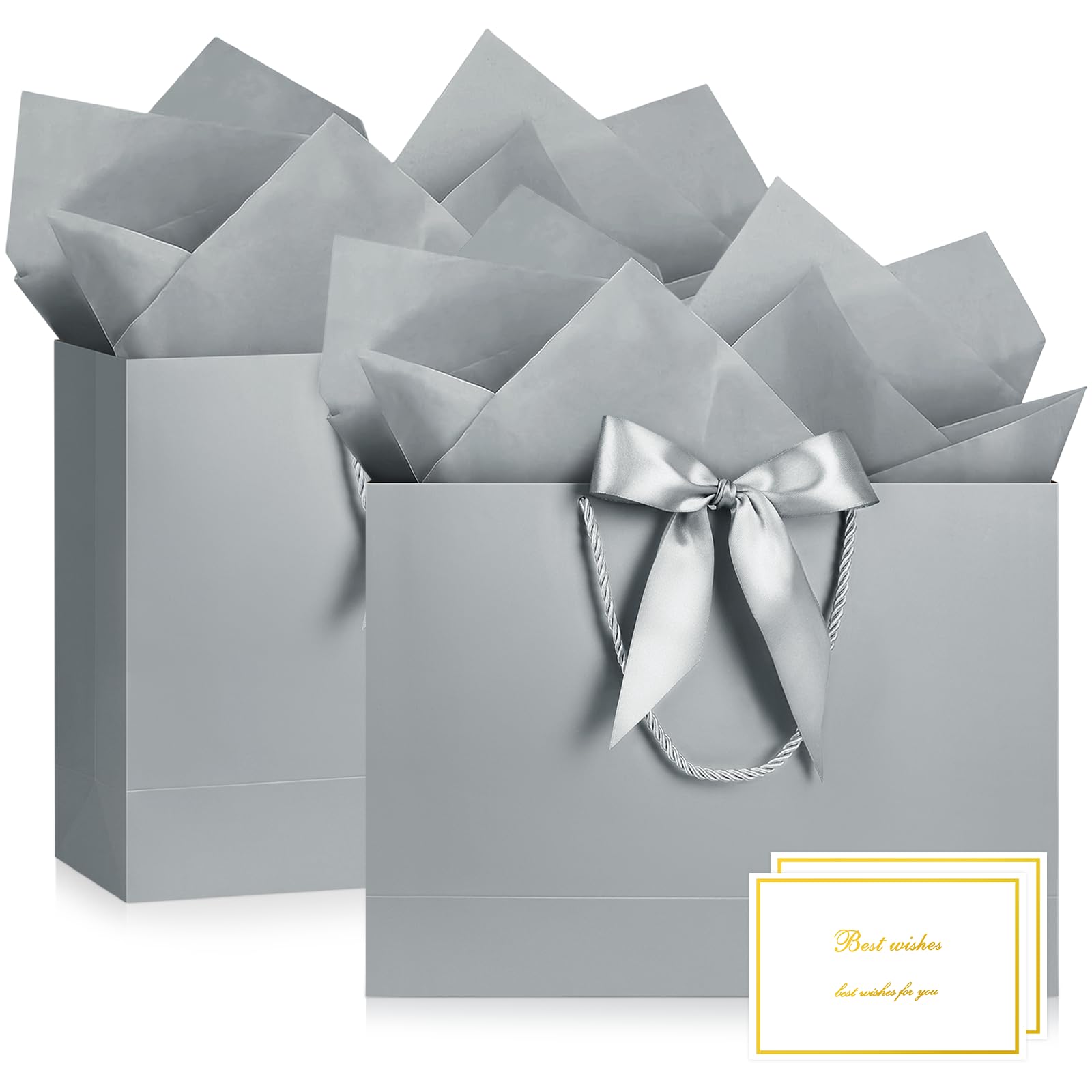 JMANNI 2Pcs Medium Silver Gift Bags for Present,Birthday Gift Bag for Women — image 1