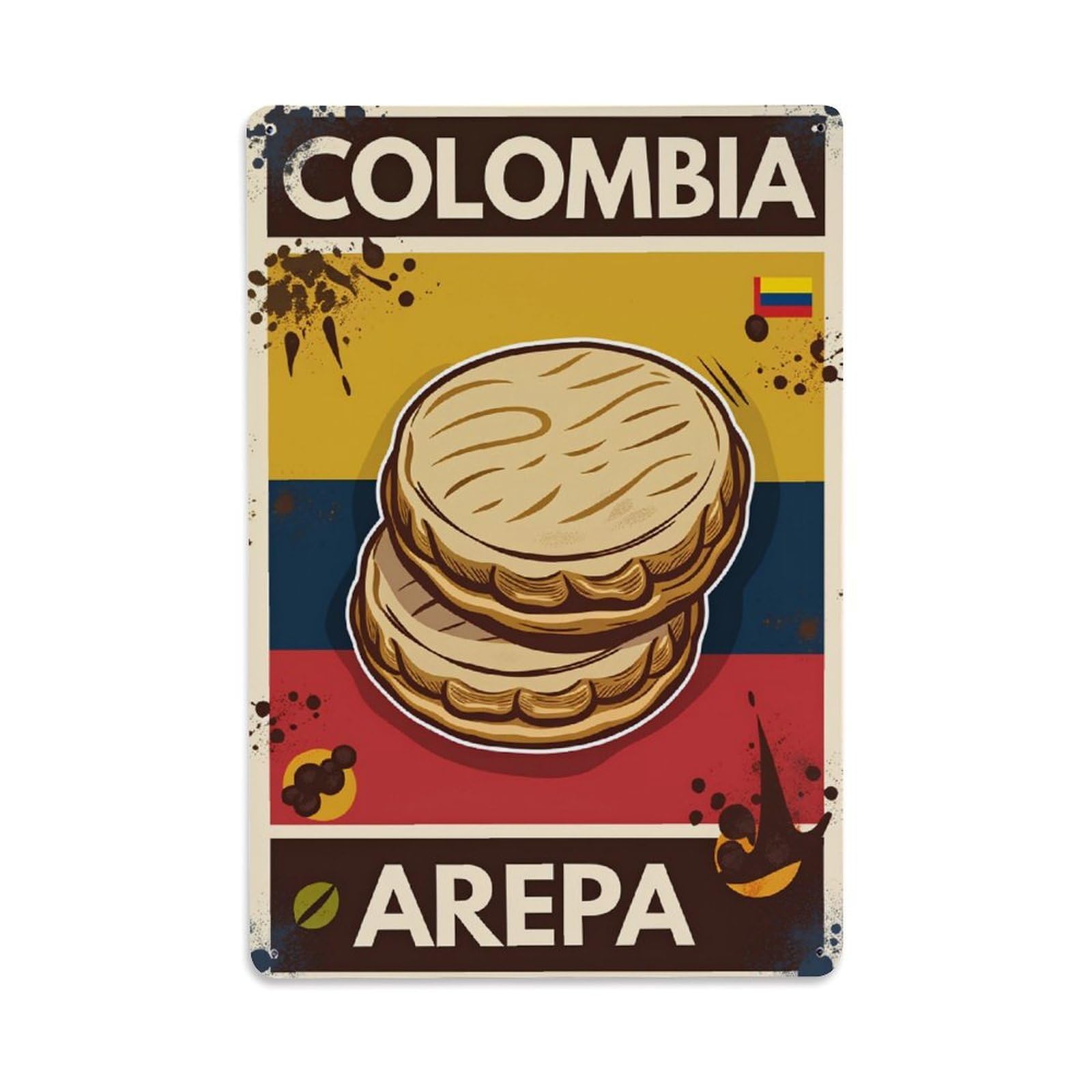 Lzwbntey Vintage Stacked Arepas With Textured Surface Metal Tin Sign Retro Wall Decor For Home Bar Garage Cafe, Indoor & Outdoor Decorative Metal Poster, 8X12 Inch