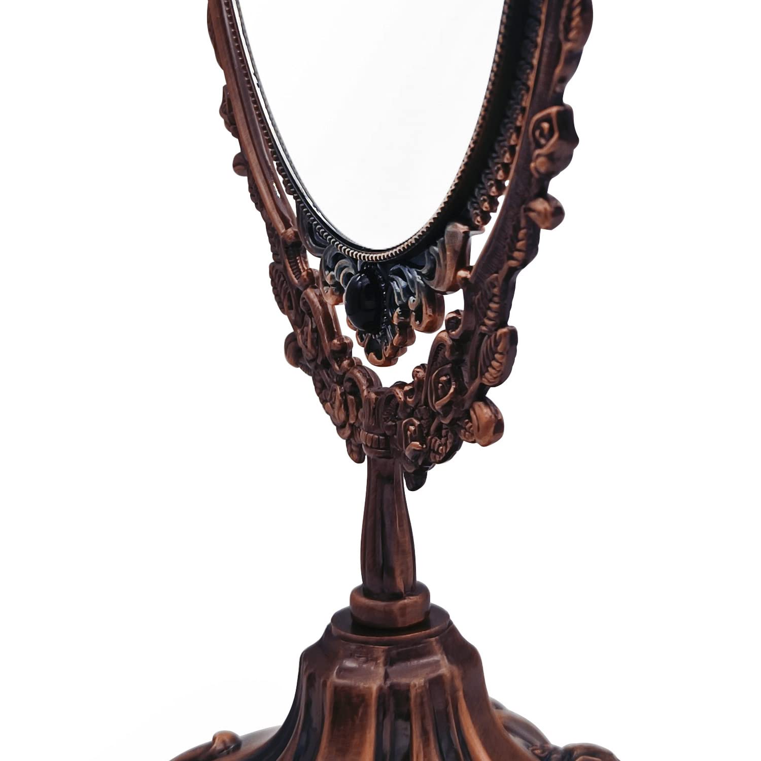 Hsiwto Vintage Make-up-Spiegel – Doppelseitig, Drehbar 360°, Aus Zinklegierung, Bronze, 20x12x39 Cm