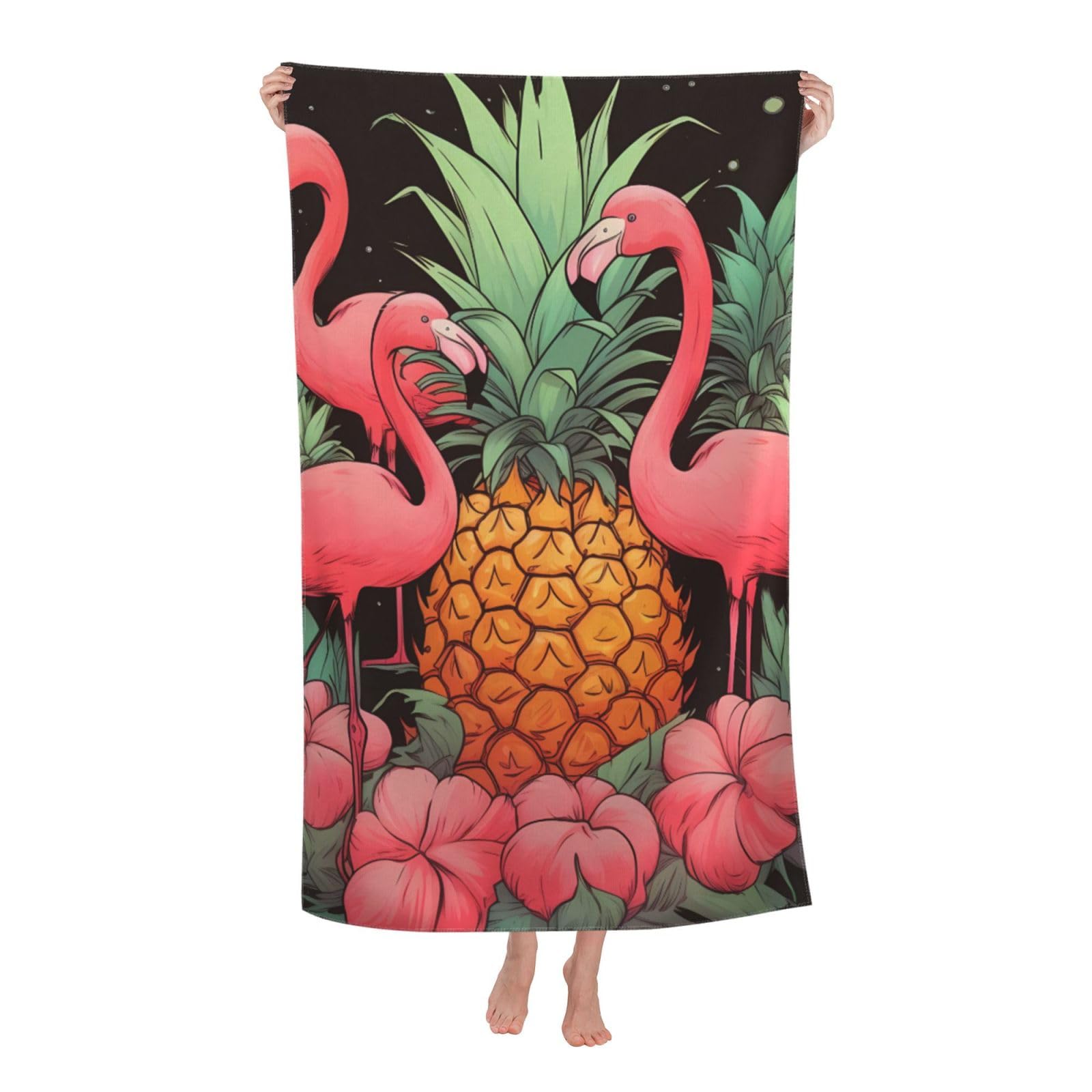 HLBSDM Pineapple Flamingos Beach Towel 52 x 32 in Vacation Essentials Quick Dry Sand Free Pool Swim Towel Super Absorbent Bath Towels Oversized Gym Towels Travel Blanket Gift
