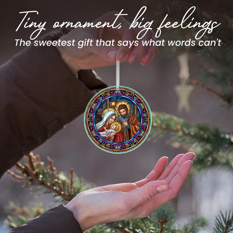 Christmas Christian Gifts for Women Men - Acrylic Christmas Ornaments 2025 - Catholic Spiritual Religious Gifts for Women Mom, Nativity Ornaments for Tree Decorations Stocking Stuffers - Image 5