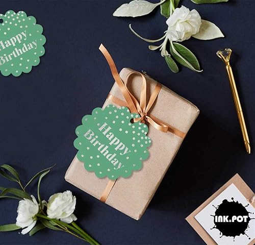 Miniatura 204 de Etiquetas colgantes para botellas de feliz cumpleaños, paquete de 100 unidades Blanco,Aqua Blue,Negro,Azul,Azul turquesa oscuro,Rosa