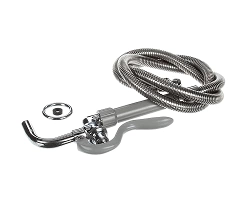 T&S Brass B-0102 Llenadora de olla y vidrio, boquilla curvada de extremo liso, manguera flexible de acero inoxidable de 68 pulgadas