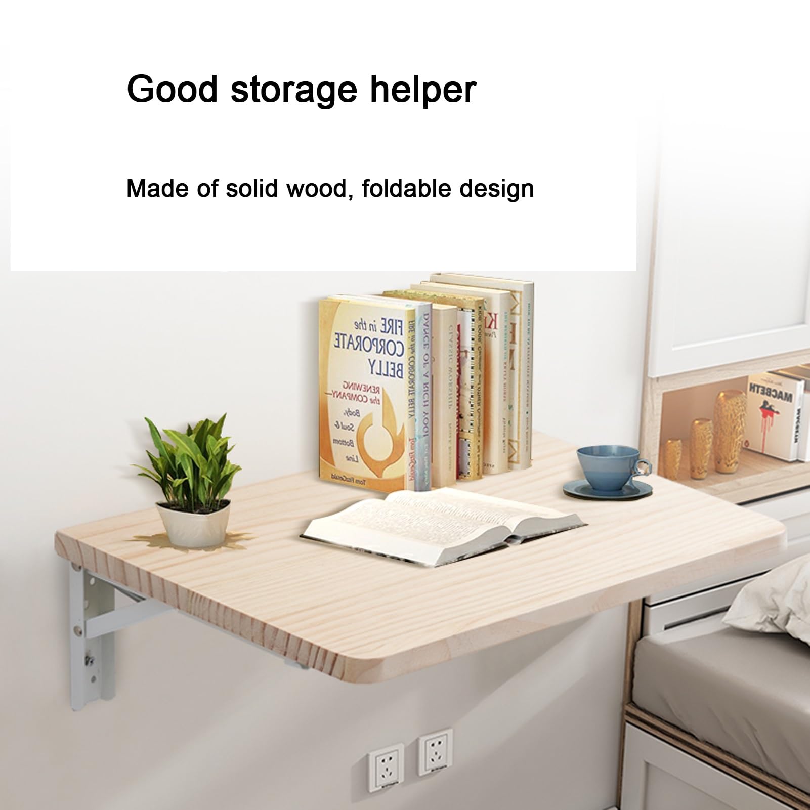 Generisch Klappbarer Wandtisch, an der Wand montierter Klapptisch, Klapptisch zur Wandmontage, hängender Computertisch aus Holz, Kleiner Holzschreibtisch für Büroküche (15,7 x 12 Zoll)