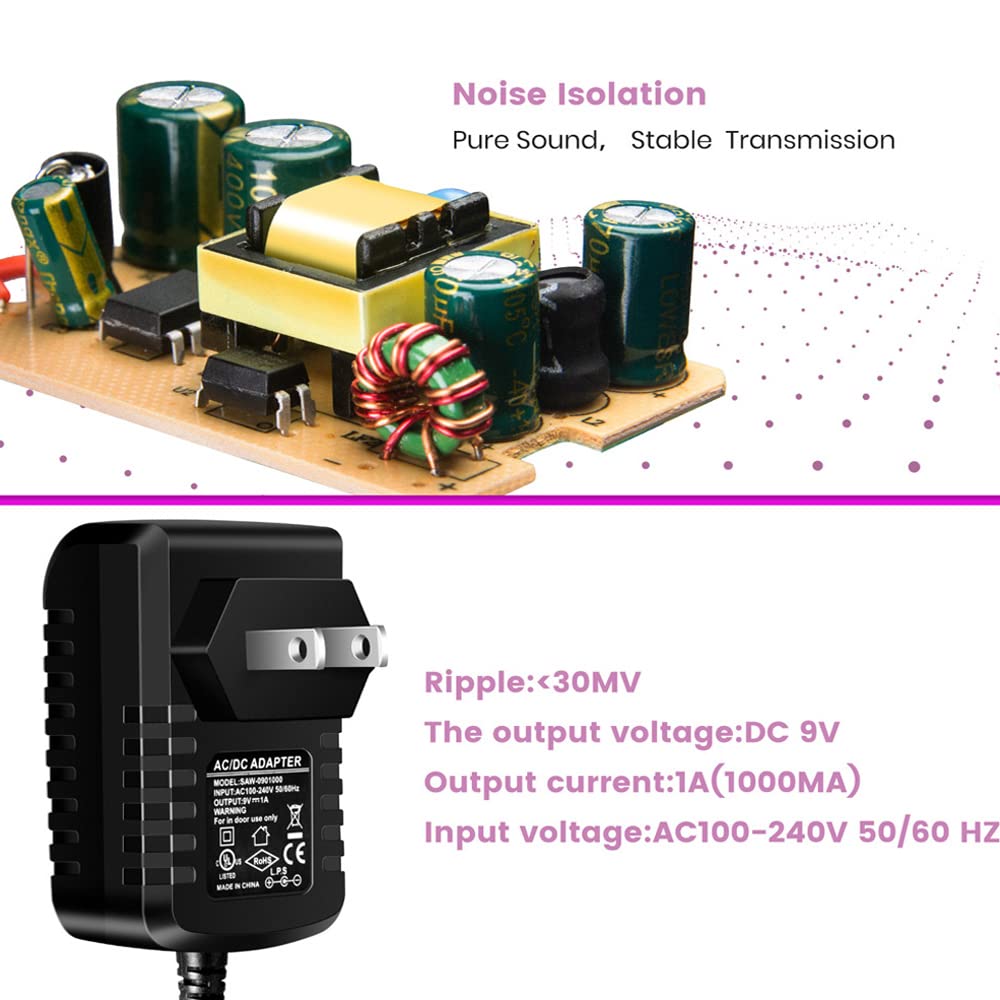 9V DC 1A 1000mA Gitarrenpedal Power Adapter 5-Wege Daisy Chain Cables für Gitarren-Effektpedale