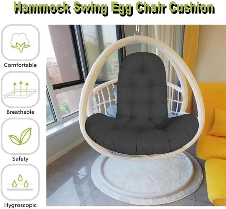 N/A Thicken Hanging Egg Chair Cushion, Polyester Furniture Cushion,for Indoor/Outdoor Swing Chair Cushion with Backrest, Only Cushion,Light Gray