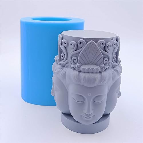 Miniatura 2 de Mini moldes para velas con cabeza de Buda para derretir cera resina epoxi yeso artesanía, molde de silicona para decoración de velas