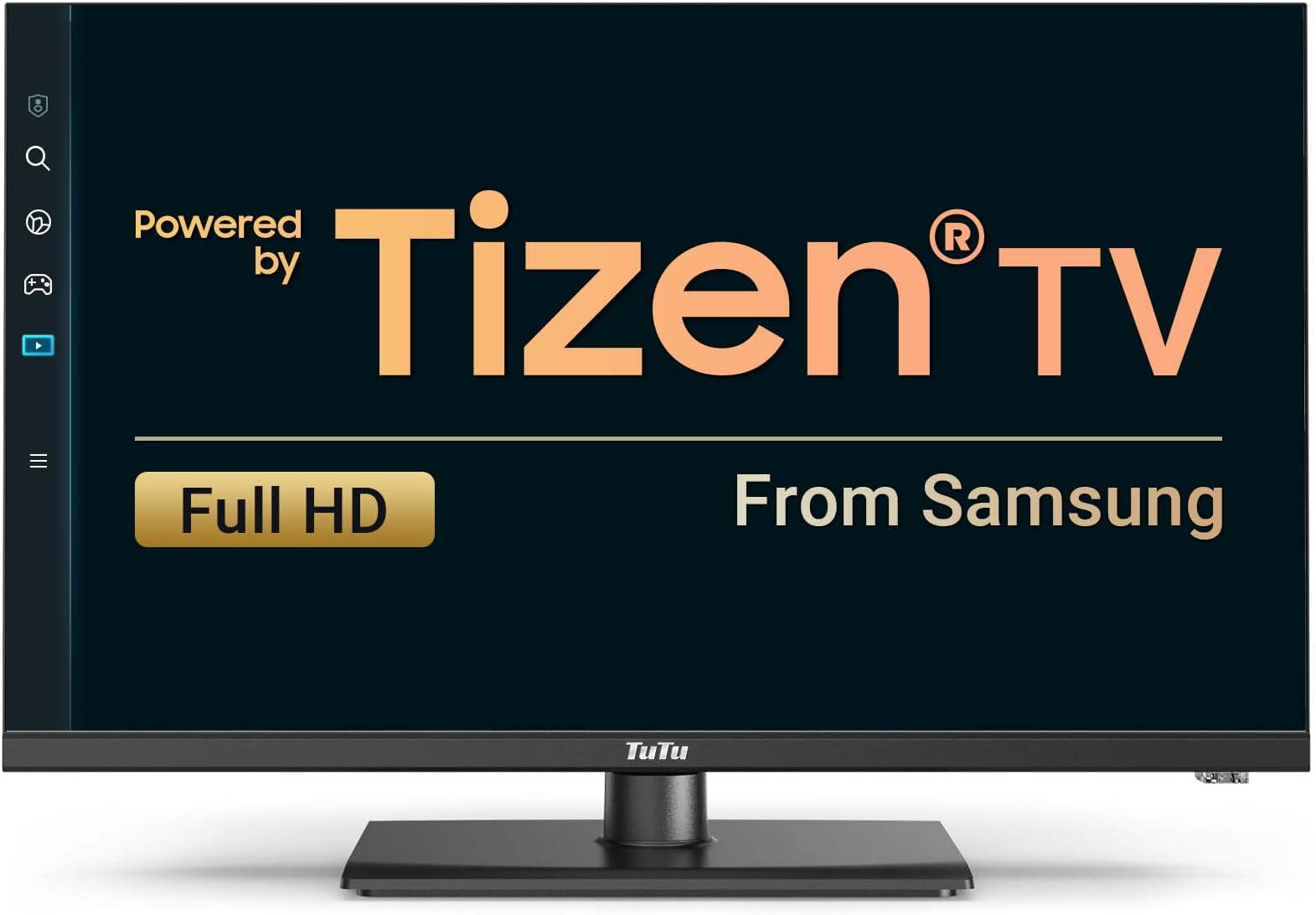 TuTu 25 Inch FHD Smart TV, Tizen OS 1080p Full HD Central Stand TV with Samsung TV Plus, Netflix Disney+, Gaming Hub, HDR, Dolby Audio