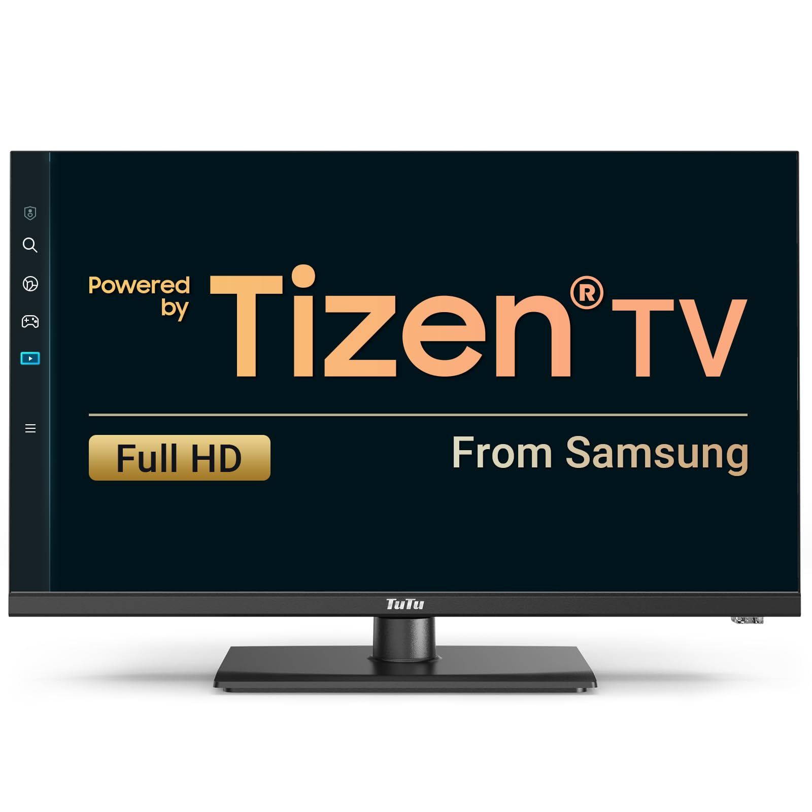 TuTu 25 Inch FHD Smart TV, Tizen OS 1080p Full HD Central Stand TV with Samsung TV Plus, Netflix Disney+, Gaming Hub, HDR, Dolby Audio