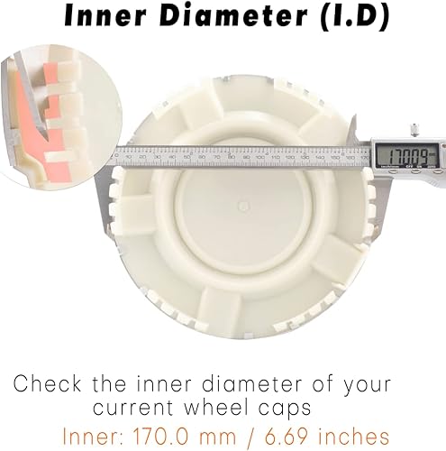 Miniatura 4 de Tapones centrales de rueda de 7.165 in 7.17 pulgadas para Chevy 9596343 paquete de 4 cubiertas centrales plateadas de repuesto para llanta