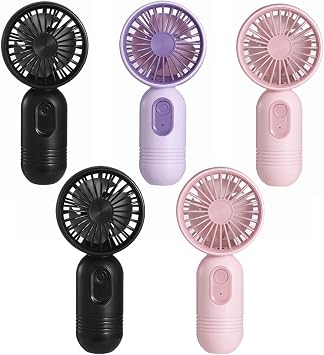 Mini Portable Fan 5 Pack, Cute Handheld Fan Battery Operated Lightweight Small Personal Fan with 3 Speeds and USB Rechargeable Eyelash Fan for Stylish Girl Kids Women Men Office Outdoor Travel Camping