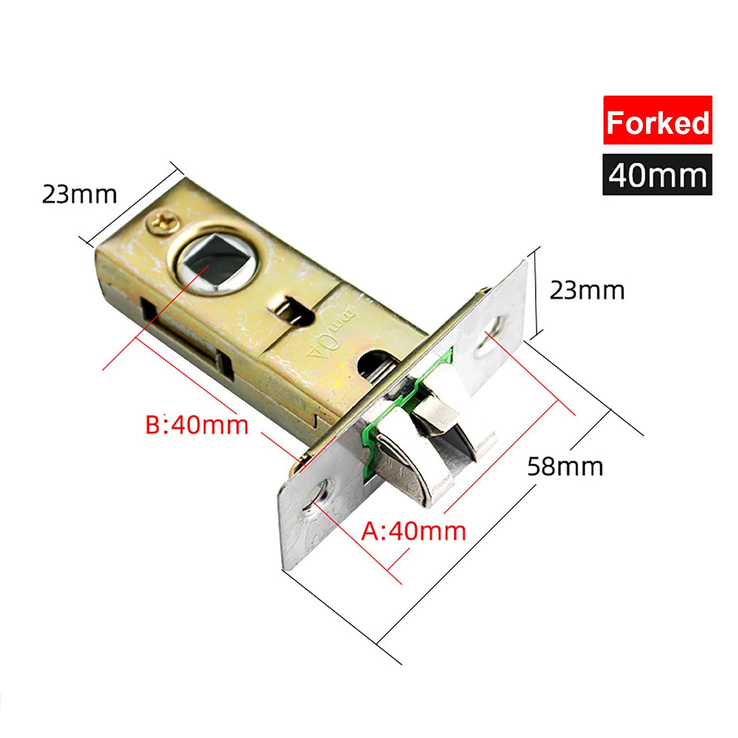 MACHSWON 2PCS 40mm Forked Tubular Mortice Latch with Door Stopper Stainless Steel Door Latch Sprung Lever Door Handles - Image 2