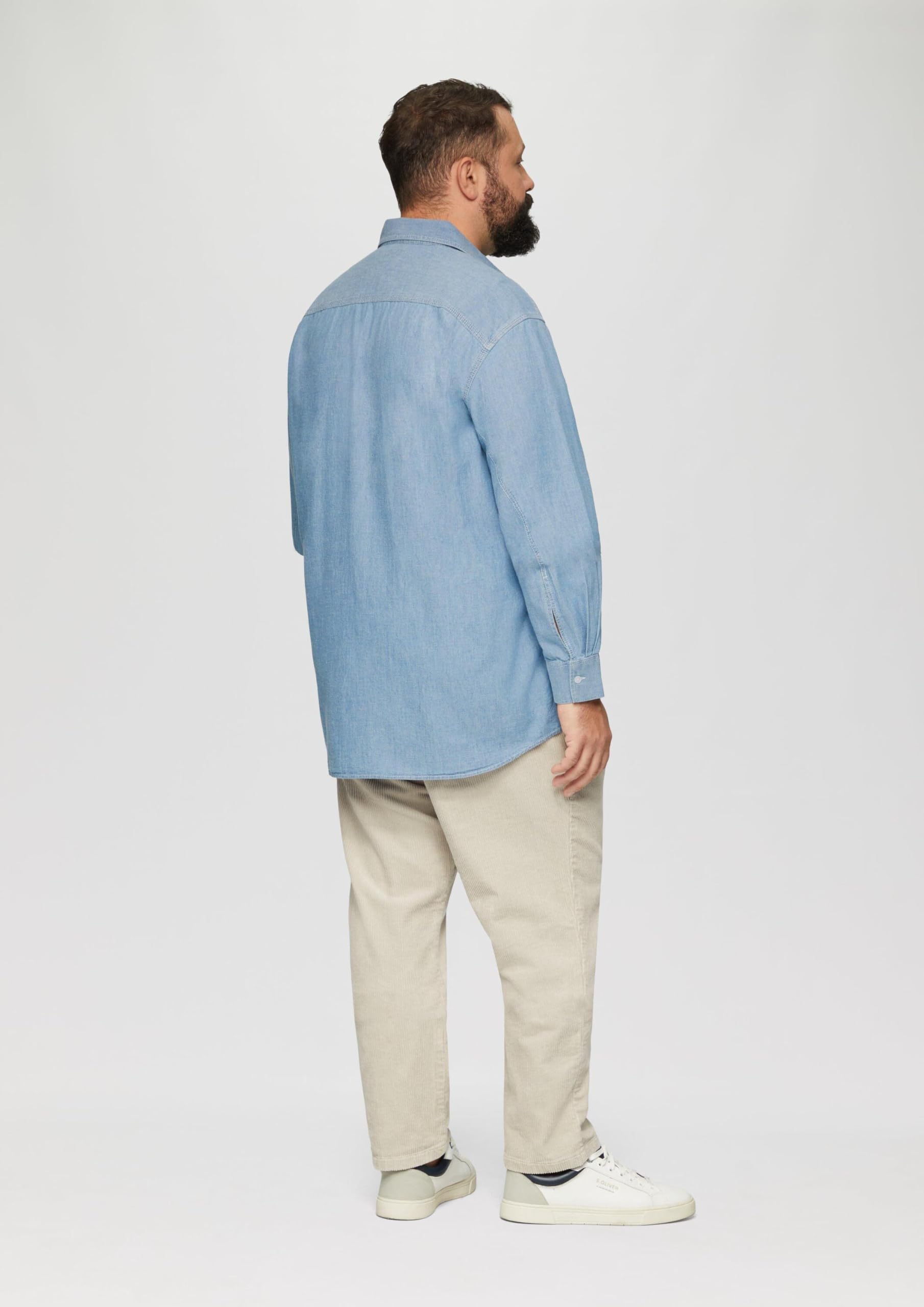 s.Oliver Herren Regular Fit: Baumwollhemd aus Chambray Hemd Langarm