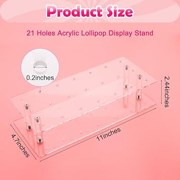 Cake Pop Stand, 21 Holes Acrylic Lollipop Holder, Clear Cake Pop Holder for Display Candy Dessert, Lollipop Stand for Birthday Parties Weddings Halloween