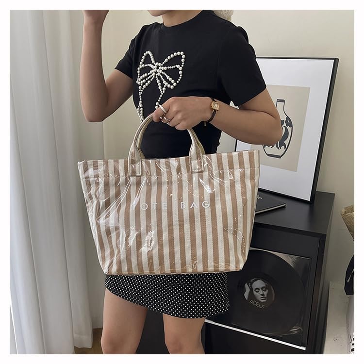 Image of Lushandy PVC Tote Bag for Women Jelly Beach Bag Top Handle Hobo Handbag | Water-Resistant, Wipe Clean, Lightweight