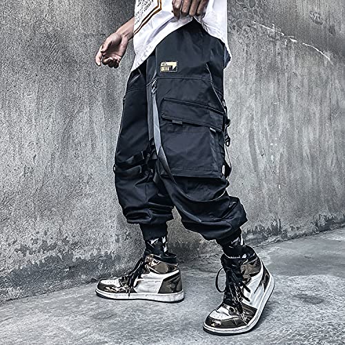 MOKEWEN Men's Work Cargo Pocket Ankle Band Jogger Harem Pants with Elastic Waist4