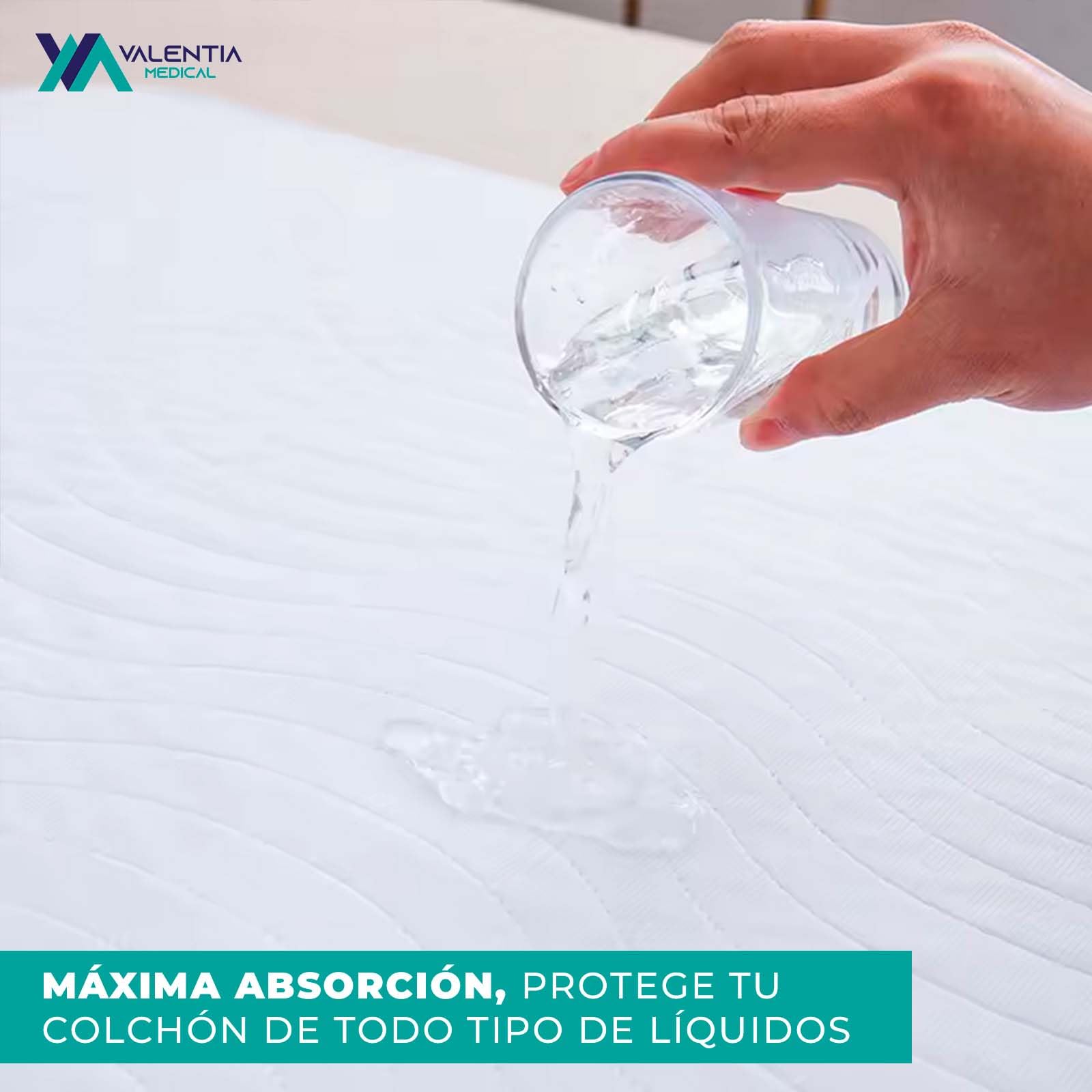 Empapador de Cama Lavable 135cm – Impermeable, Transpirable y Reutilizable - Protector de Colchón con Alta Absorción y Alas Laterales – 200 Lavados | Valentia Medical