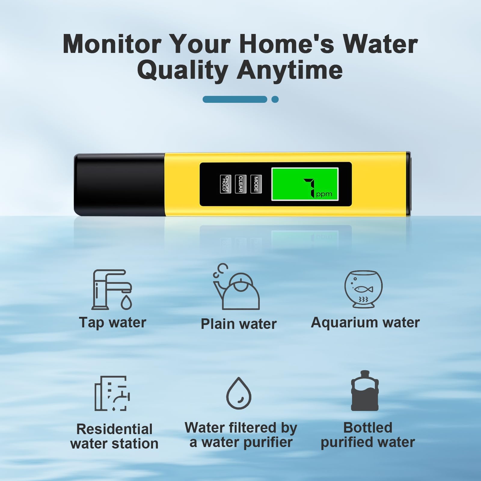Tester Acqua 4-in-1 Misuratore TDS EC Temperatura con Display LCD & Sonda Titanio Per Acqua Potabile, Acquario, Piscina