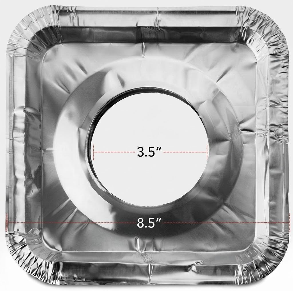 Aluminum Foil Square Gas Burner Liners 8.5 x 8.5 in - 8 Count image 2