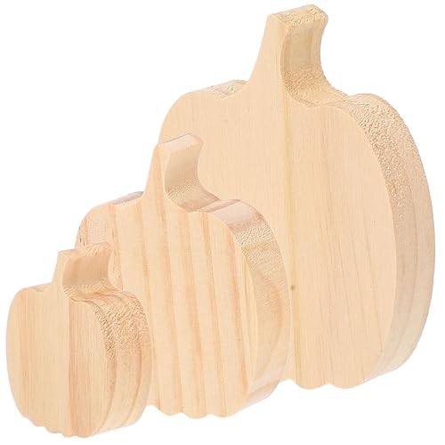 PRETYZOOM 3pcs Wooden Pumpkins for Painted, 2-4' Small Unfinished Wooden