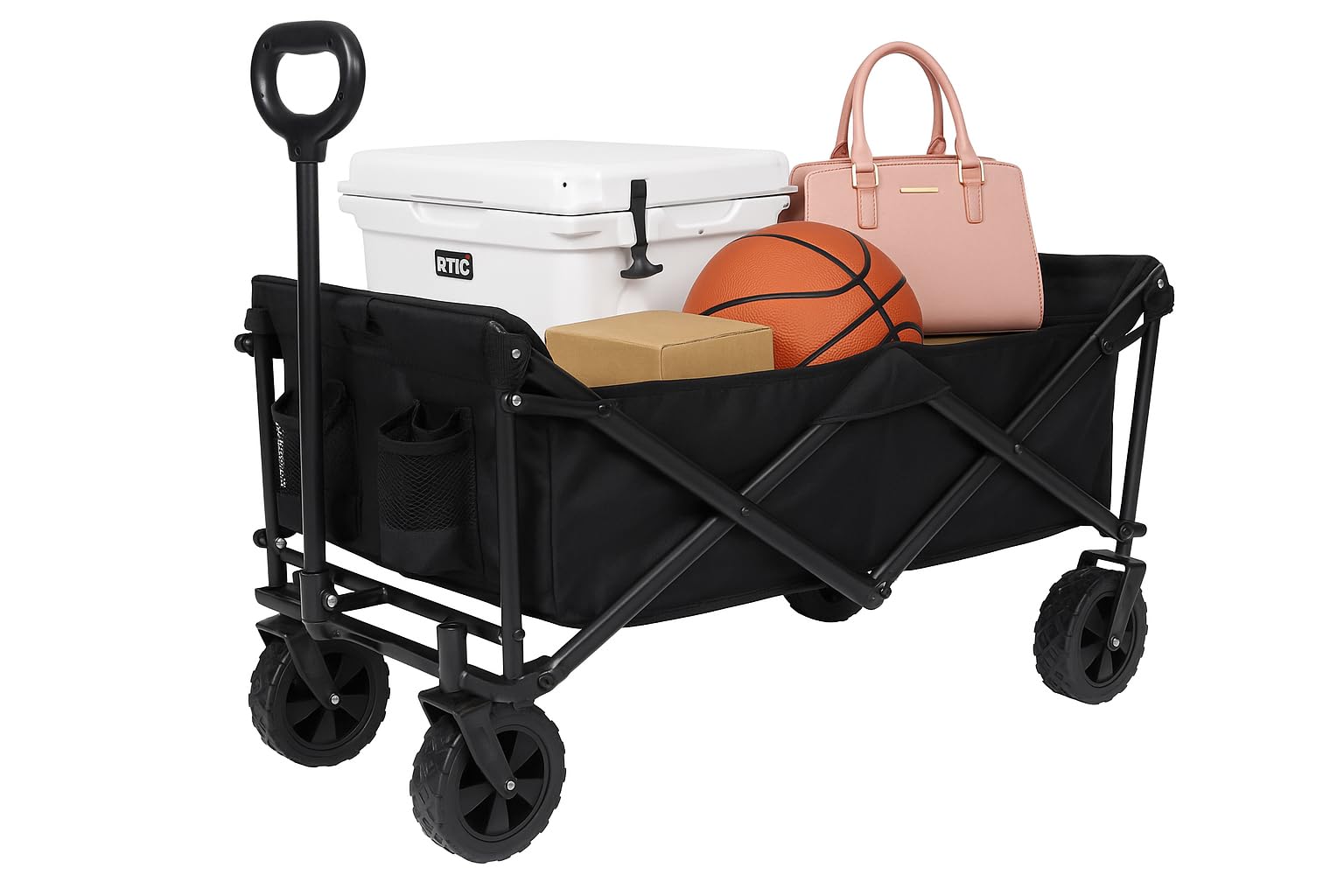 Chariot de transport pliable avec porte-bouteille, 80 l, charge maximale : 100 kg, pour la plage et le camping