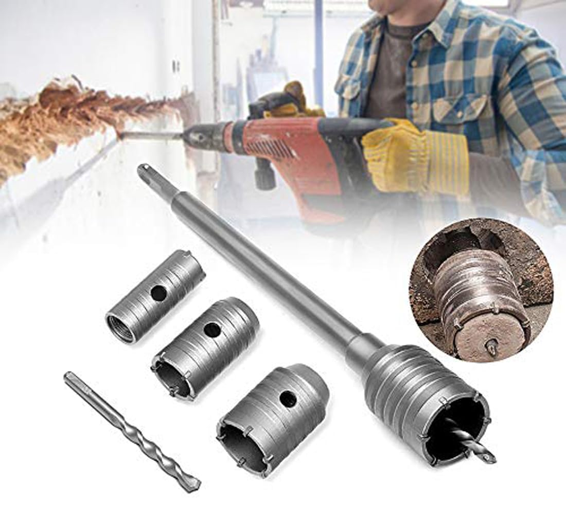 UpToDateTools Hole Saw Set 50mm 40mm 30mm Electric Hollow Core Drill Bit Shank 300mm Concrete RodCement Stone Wall Drilling Cutter for Air Conditioner 1