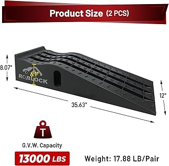 ROBLOCK Heavy Duty Low Profile Car Ramps for Oil Changes, Portable Car Ramps for Low Cars High Lift and Jack Support, Vehicle Ramps for Garage, 35.63''x12''x8.07'', G.V.W 13000 LBS, 2 PCS