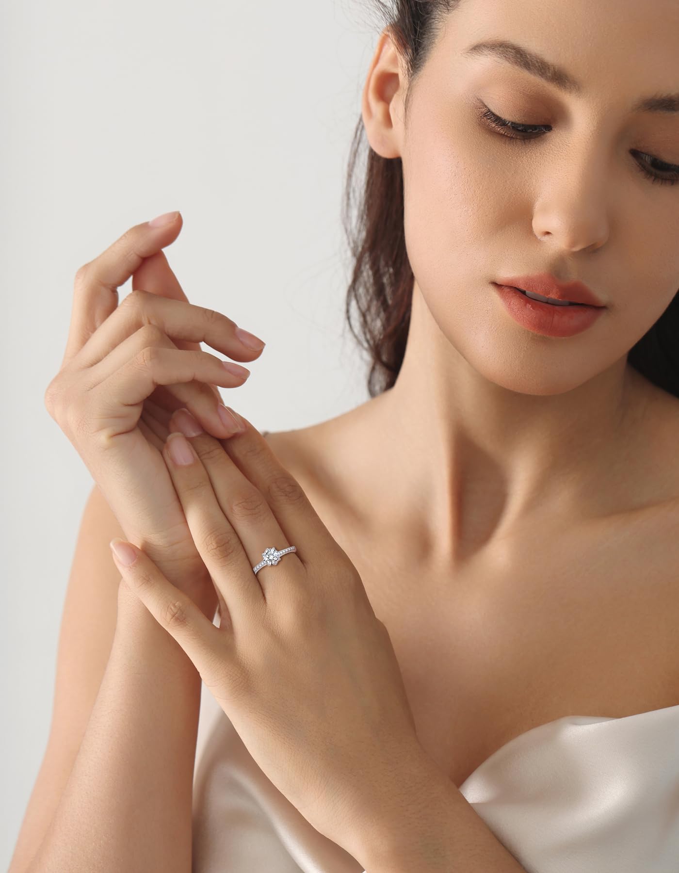 YL Bague de Fiançailles Moissanite 1 Carat Couleur D VVS1 en Argent 925 pour Femme Bague de Promesse de Mariage
