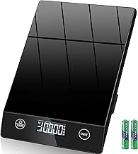 Digital Kitchen Scales with Tilted Display, Glass Digital Kitchen Scales, High Precision 1 g, Tare Function, Waterproof 10 kg Food Scale, Touchscreen Including Batteries, Black