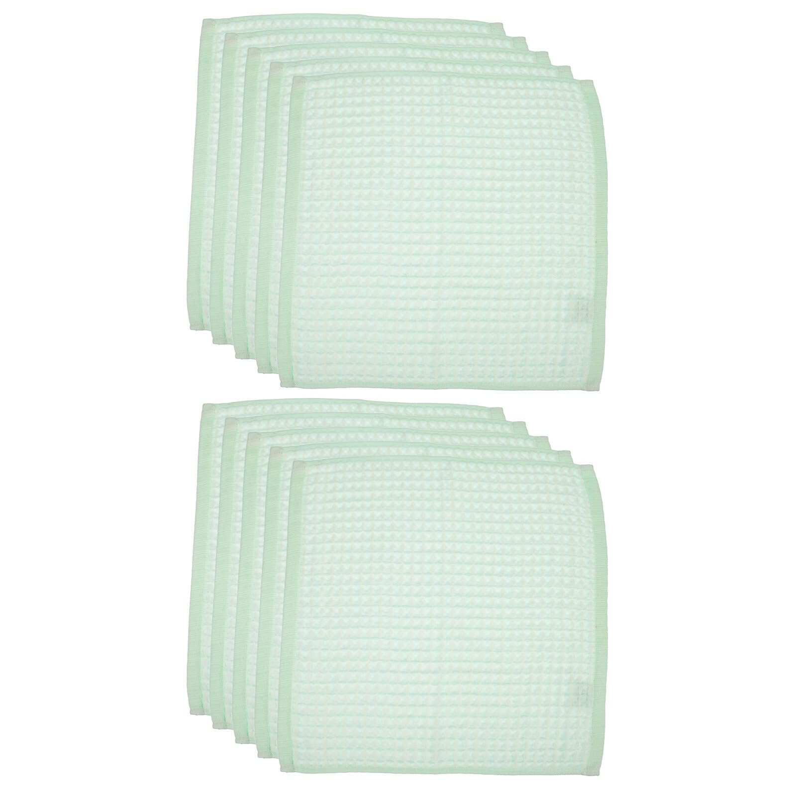 TOYANDONA Paños de Cocina Reutilizables 100% Algodón Gofre 35x35 Cm Color Verde Claro 10 Unidades Paños de Limpieza para Lavar Platos y Encimeras Uso Diario Hogar y Cocina