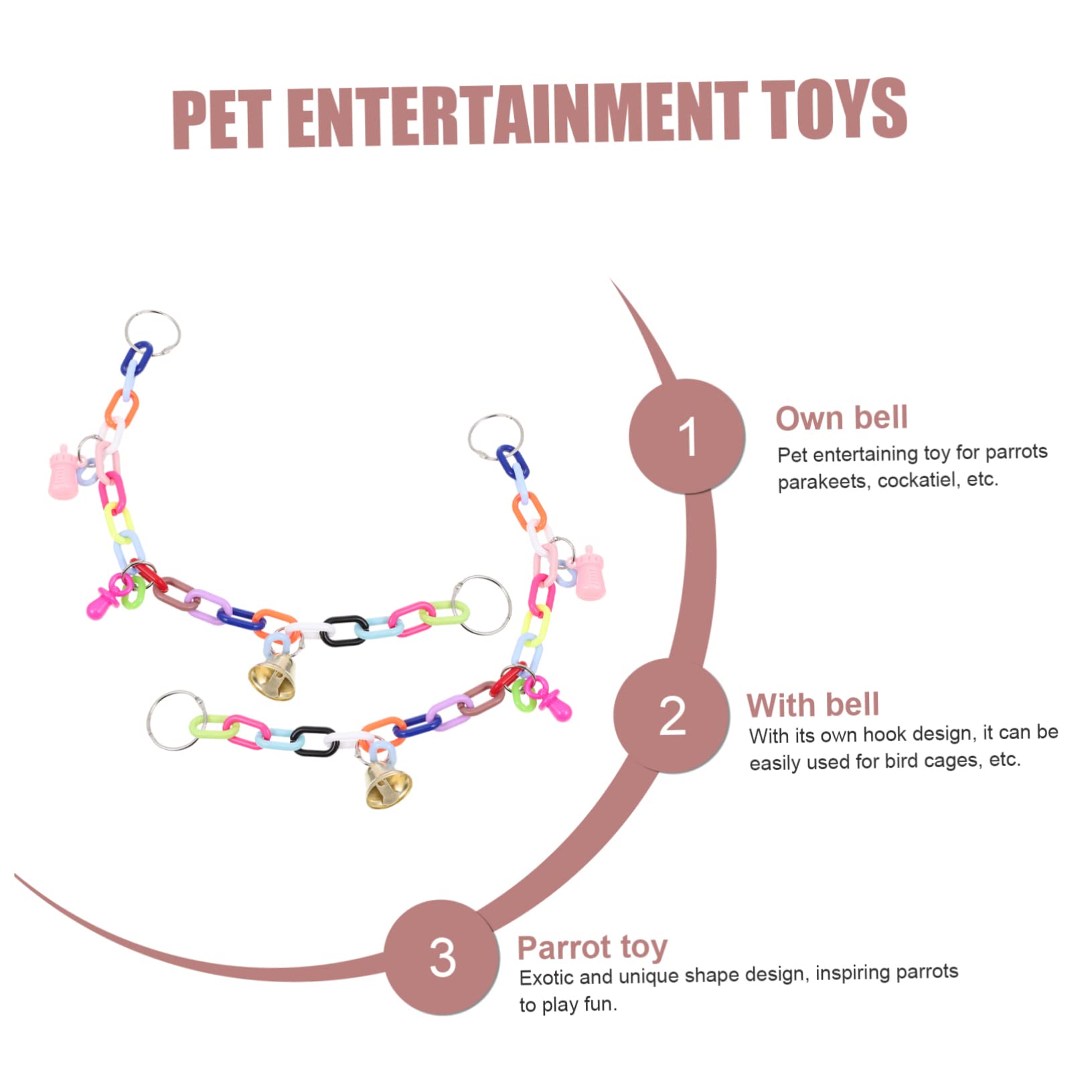 GANAZONO 2pcs Parrot Swing Bird Cage Accessories Durable Chain Bridges for Encouraging Exercise and Coordination Pet Birds