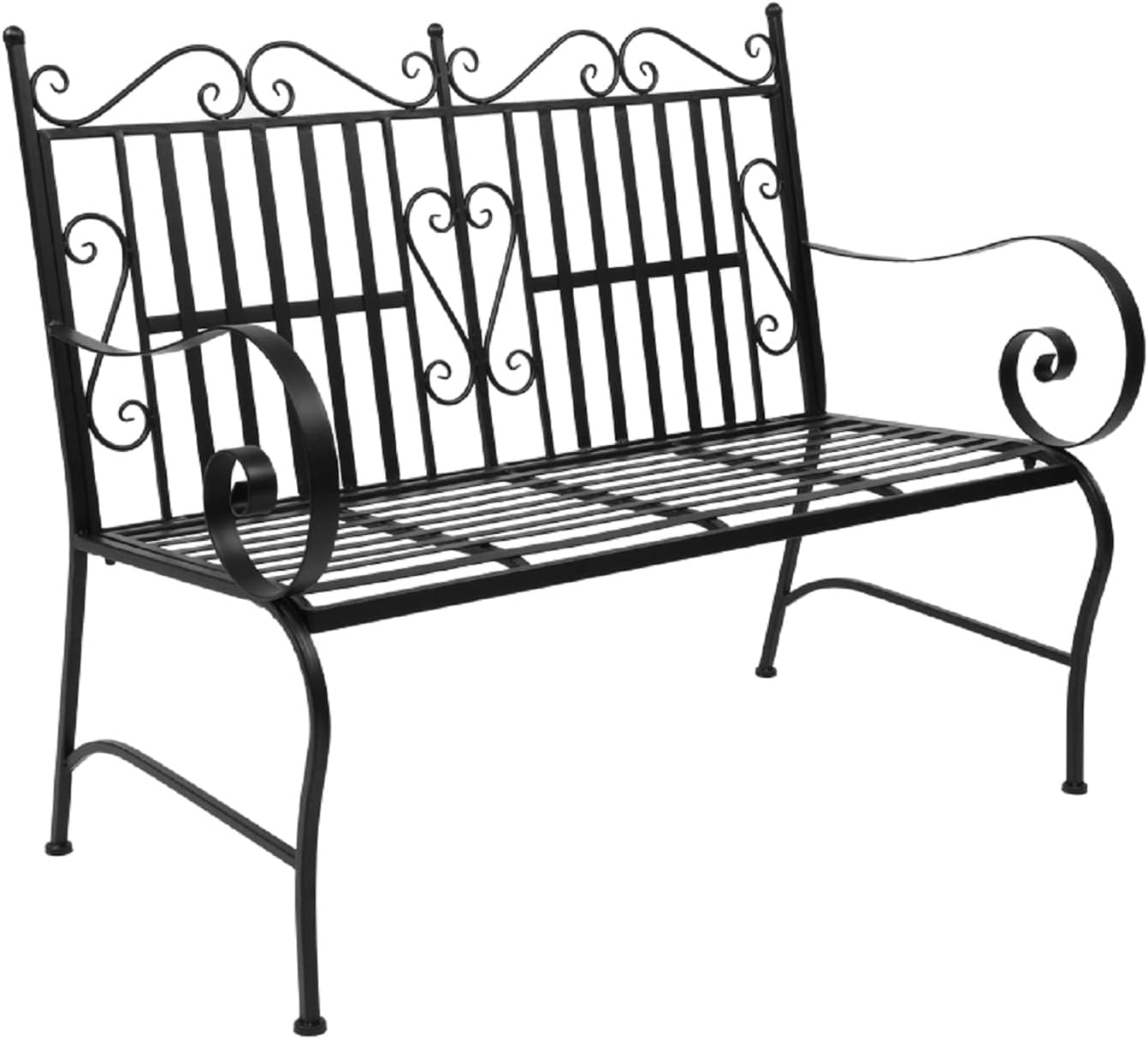 Patio Outdoor Garden Bench, Iron Double Sofa Chair 44 inch